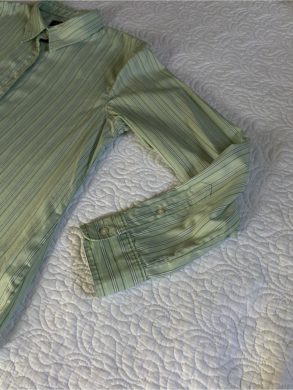 Ralph Lauren Light Green Striped Button Down Shirt Size Large - Picture 7 of 12